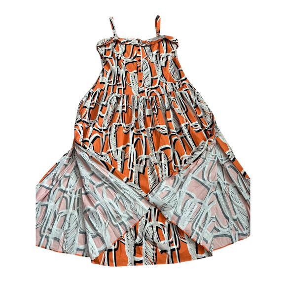 Karl Lagerfeld Paris Sleeveless Printed Square Neck Midi Dress Orange Size 12 - Picture 10 of 15